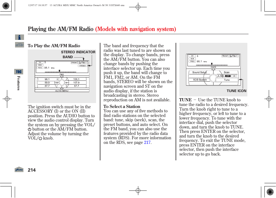 Acura 2013 MDX User Manual | Page 219 / 616