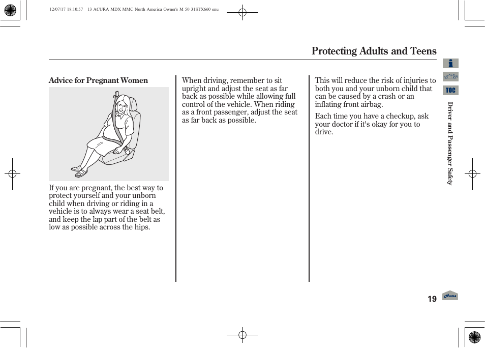 Protecting adults and teens | Acura 2013 MDX User Manual | Page 24 / 616