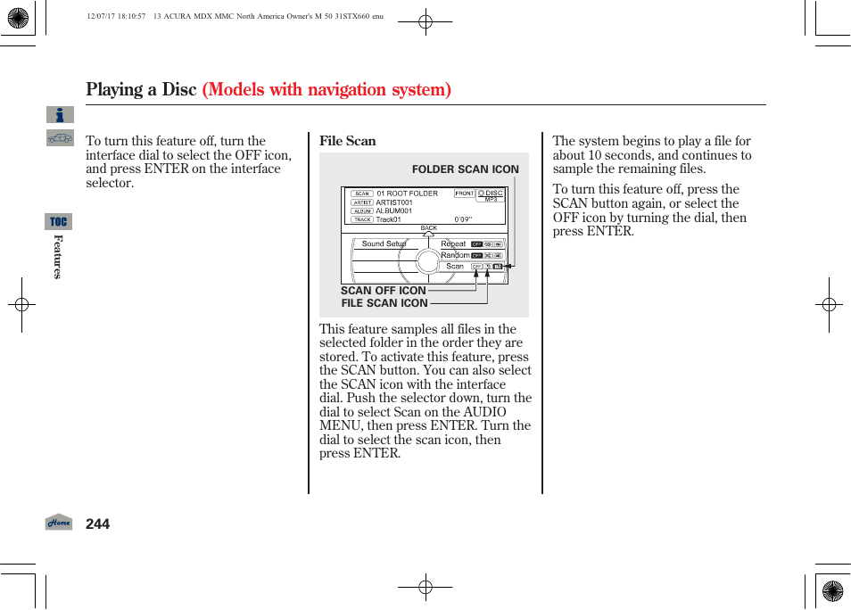 Playing a disc (models with navigation system) | Acura 2013 MDX User Manual | Page 249 / 616