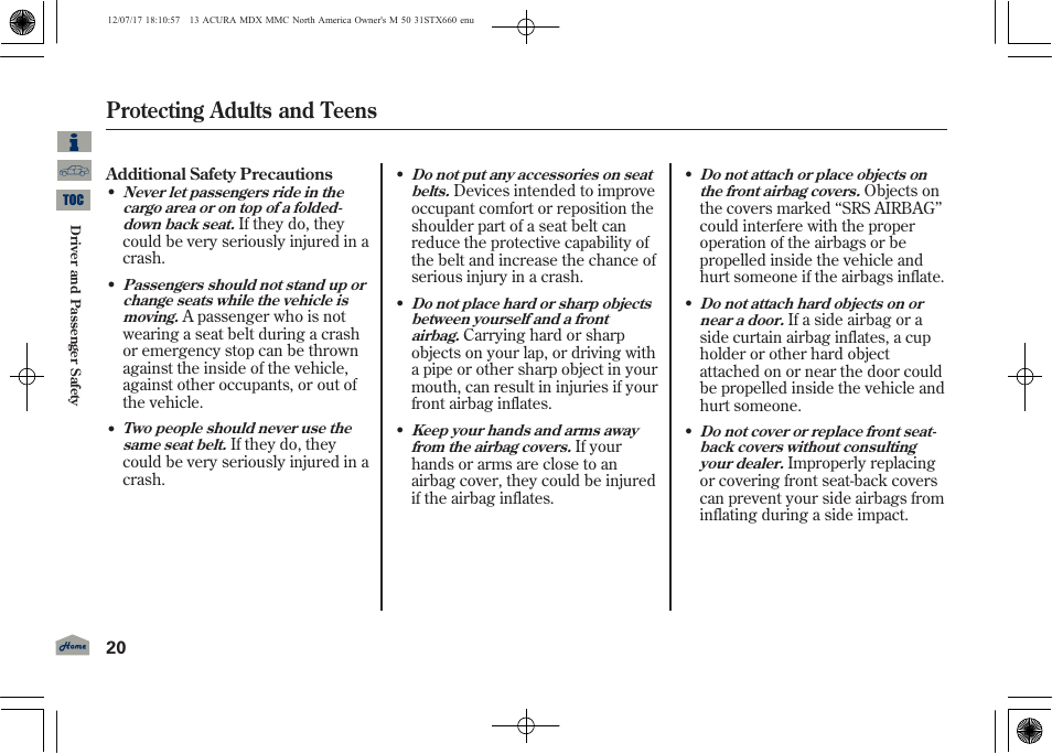 Protecting adults and teens, 2013 mdx | Acura 2013 MDX User Manual | Page 25 / 616