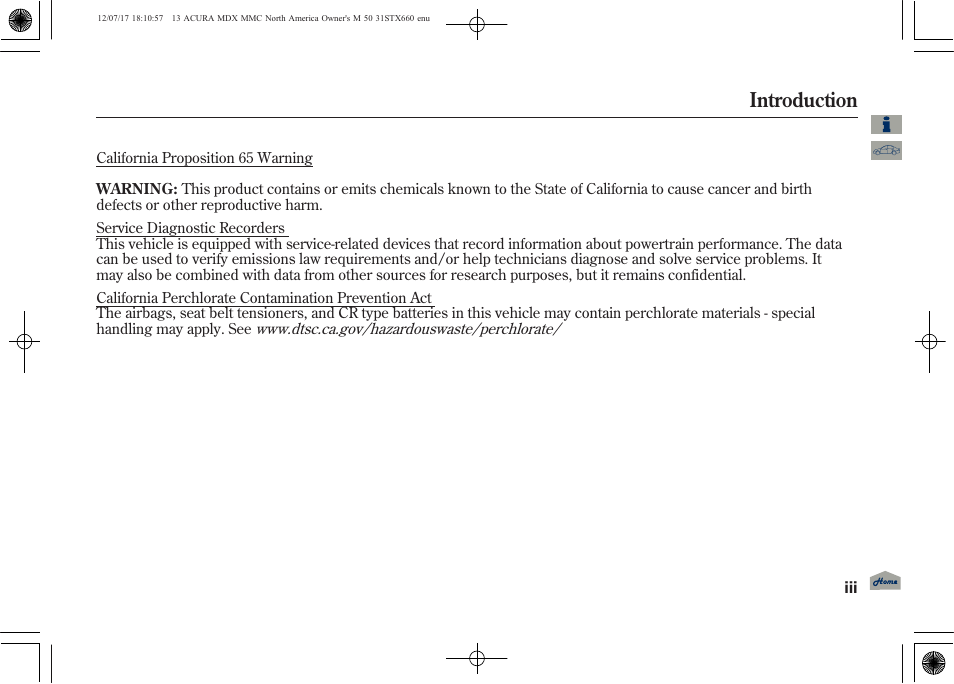 Introduction | Acura 2013 MDX User Manual | Page 3 / 616