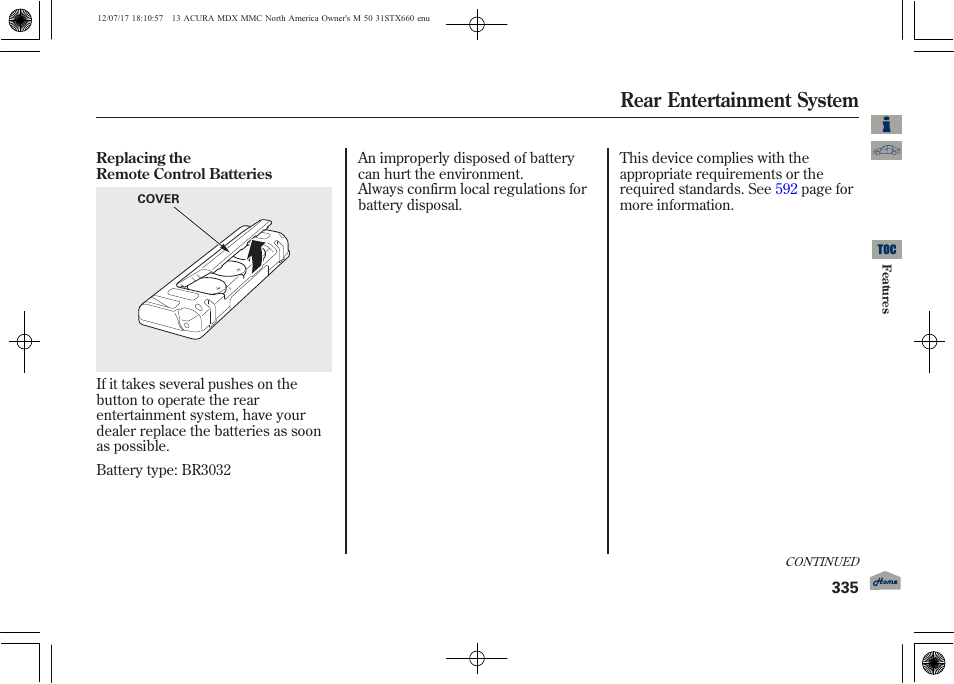 Rear entertainment system | Acura 2013 MDX User Manual | Page 340 / 616