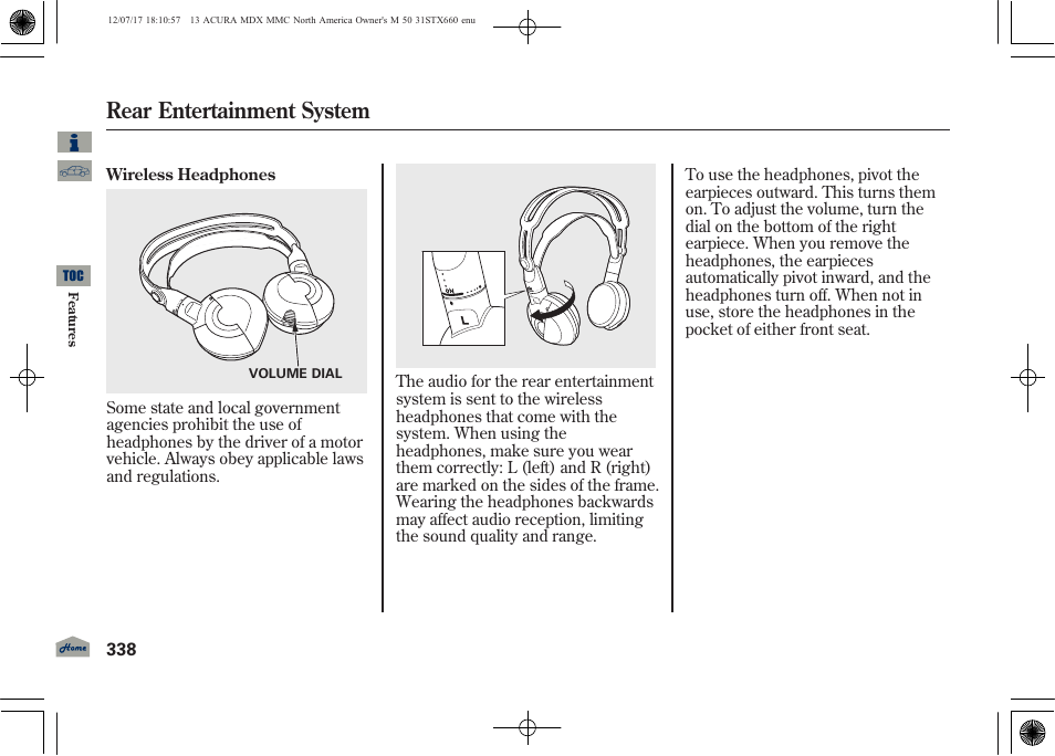 Rear entertainment system | Acura 2013 MDX User Manual | Page 343 / 616