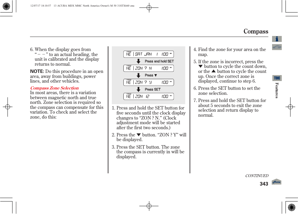 Compass | Acura 2013 MDX User Manual | Page 348 / 616