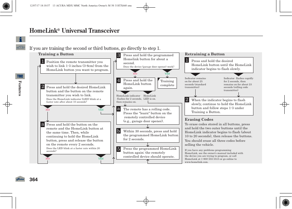 Homelink, Universal transceiver, 2013 mdx | Acura 2013 MDX User Manual | Page 369 / 616