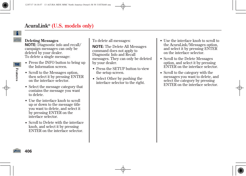 Acuralink, U.s. models only), 2013 mdx | Acura 2013 MDX User Manual | Page 411 / 616