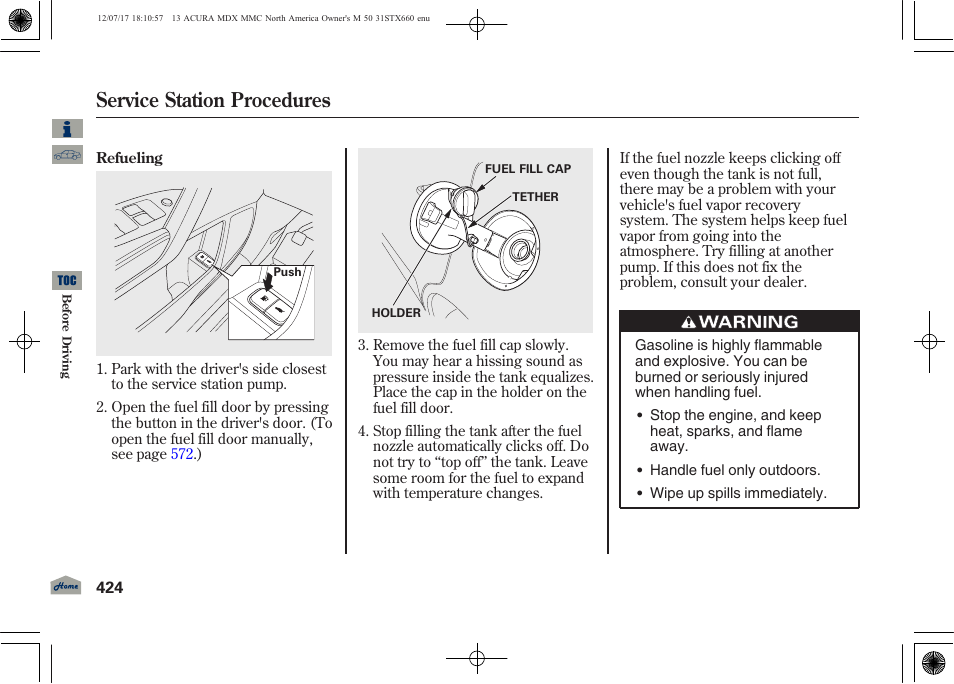 Service station procedures | Acura 2013 MDX User Manual | Page 429 / 616