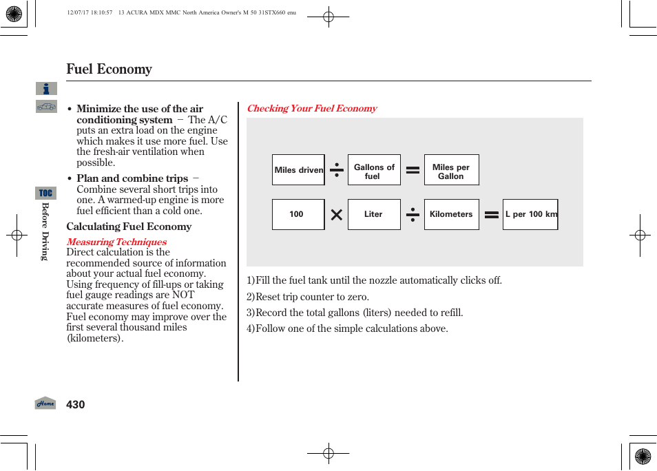 Fuel economy | Acura 2013 MDX User Manual | Page 435 / 616