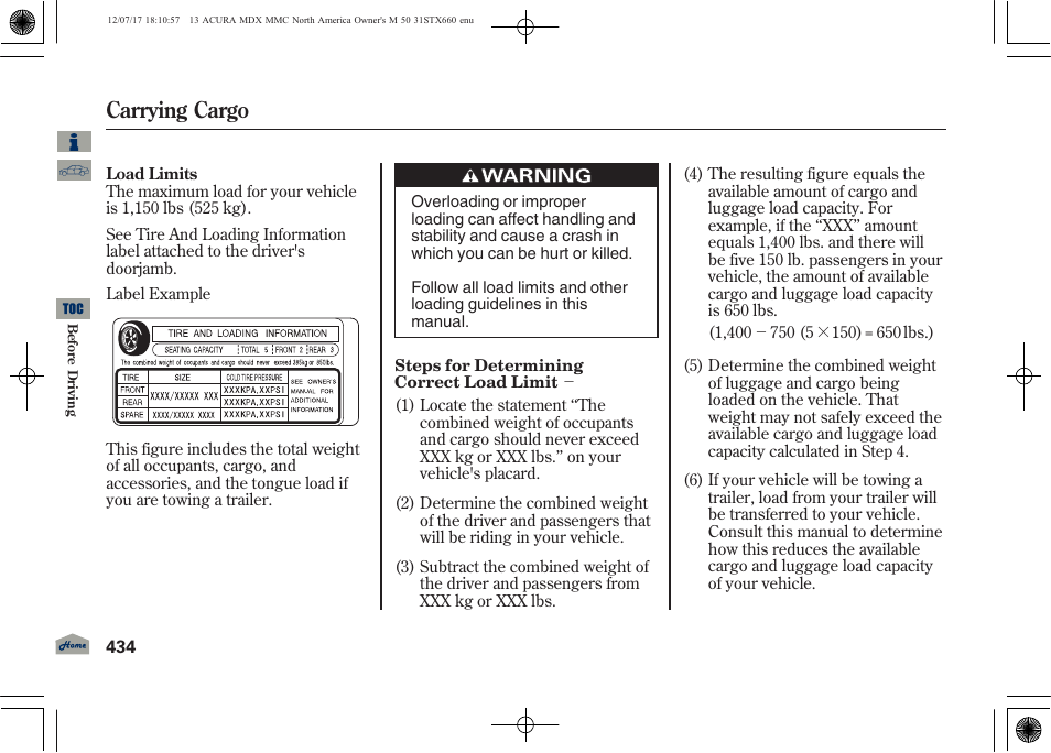 Carrying cargo | Acura 2013 MDX User Manual | Page 439 / 616