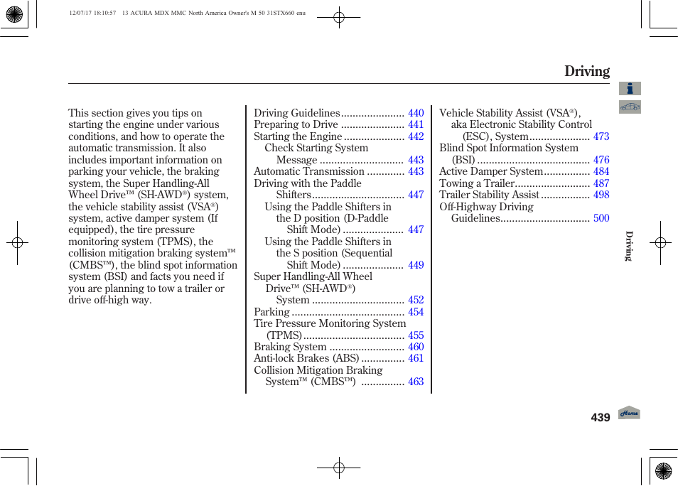 Driving | Acura 2013 MDX User Manual | Page 444 / 616