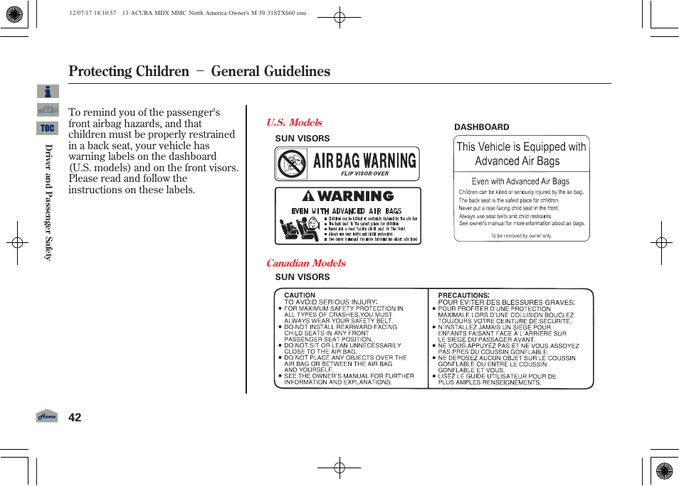 Protecting children － general guidelines | Acura 2013 MDX User Manual | Page 47 / 616