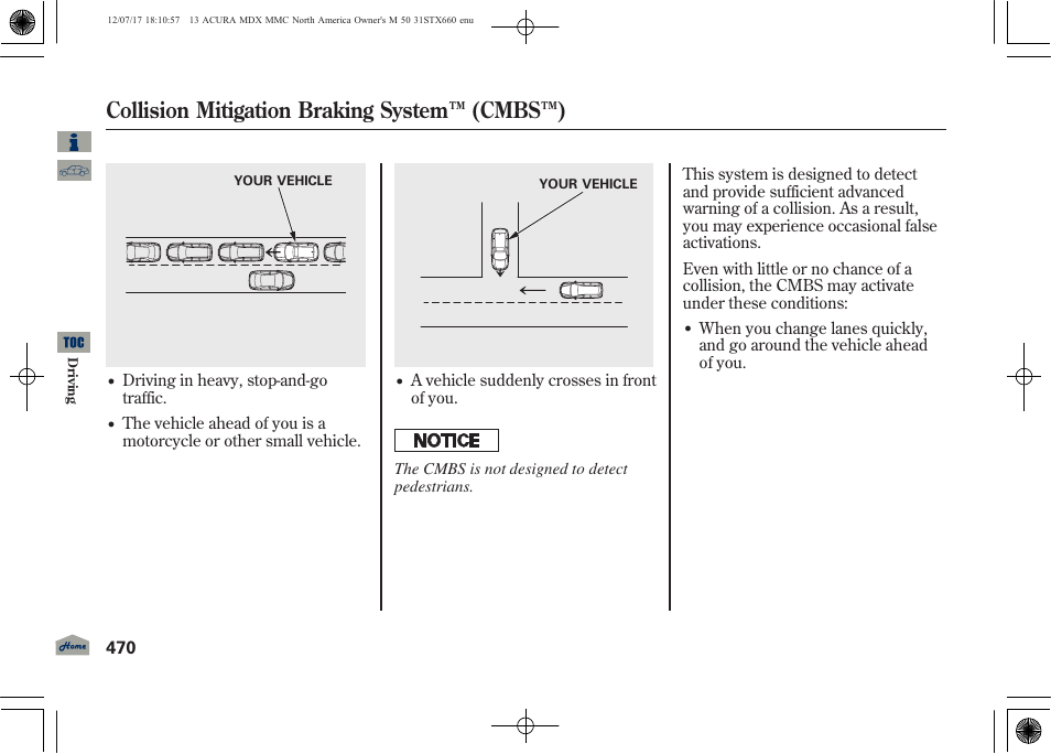 Collision mitigation braking system ™ (cmbs™), 2013 mdx | Acura 2013 MDX User Manual | Page 475 / 616