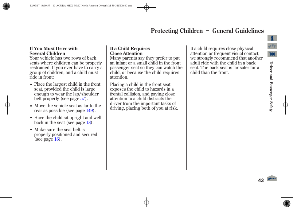 Protecting children － general guidelines | Acura 2013 MDX User Manual | Page 48 / 616