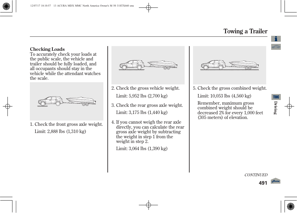 Towing a trailer | Acura 2013 MDX User Manual | Page 496 / 616