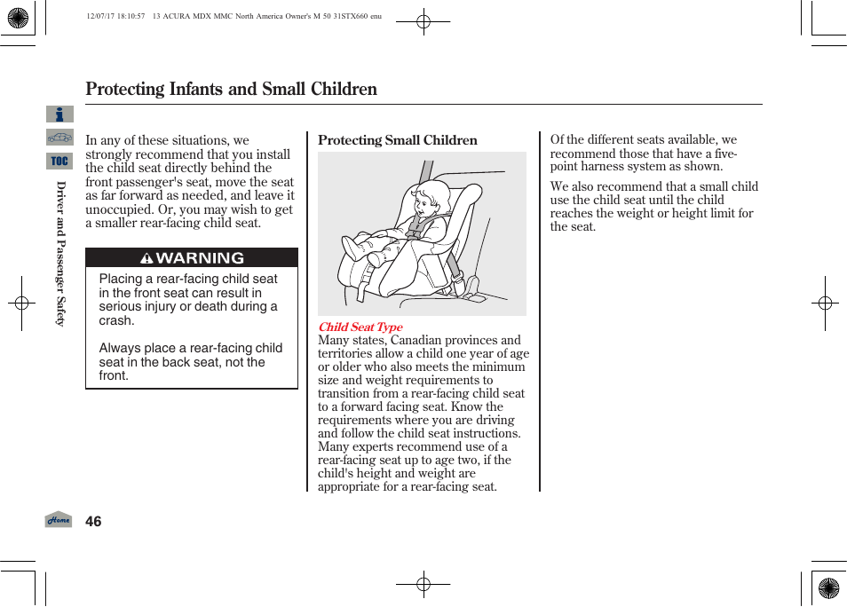 Protecting infants and small children | Acura 2013 MDX User Manual | Page 51 / 616