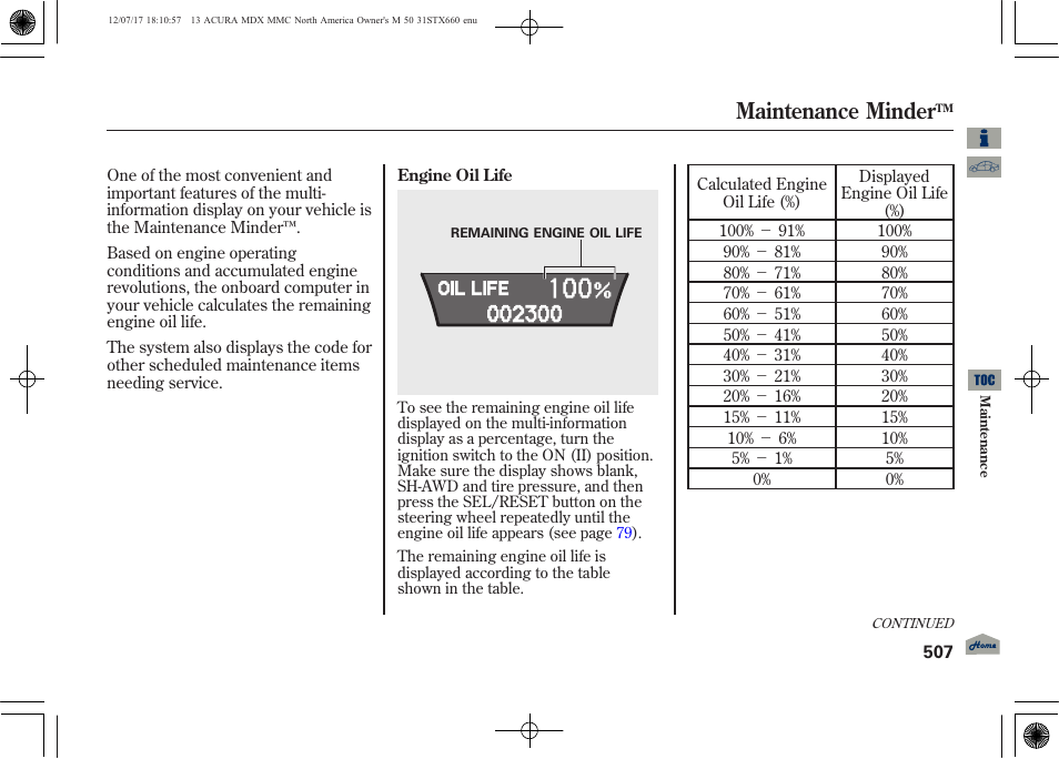 Maintenance minder | Acura 2013 MDX User Manual | Page 512 / 616