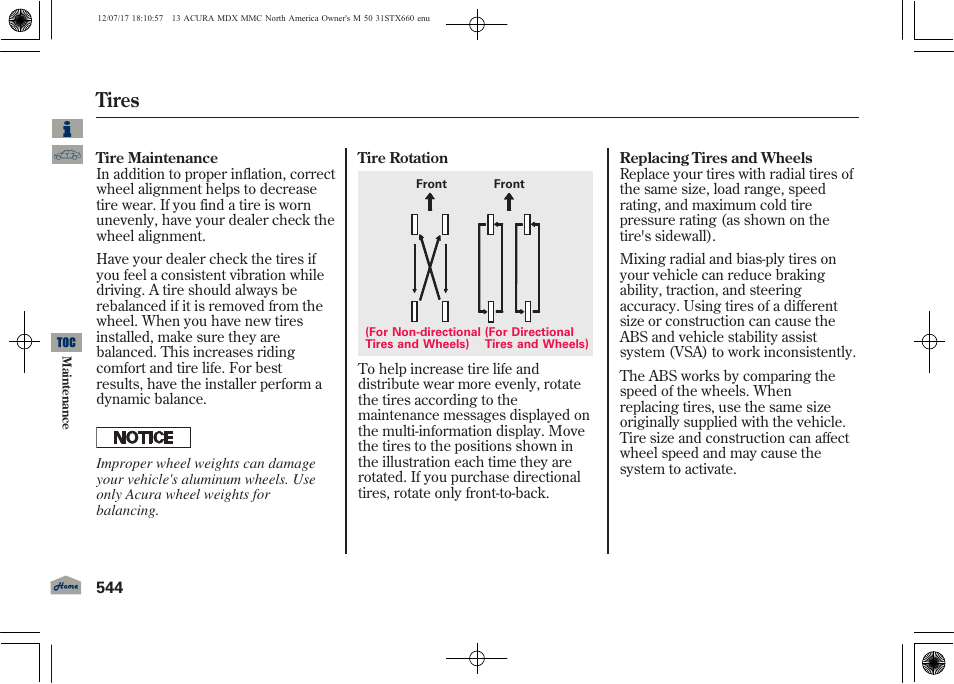 Tires | Acura 2013 MDX User Manual | Page 549 / 616