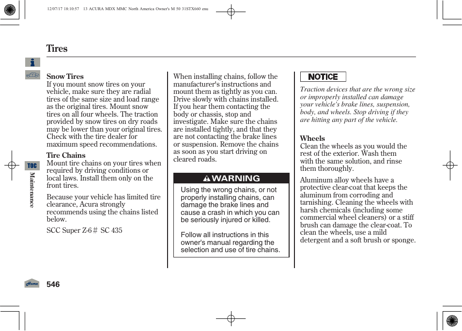 Tires | Acura 2013 MDX User Manual | Page 551 / 616