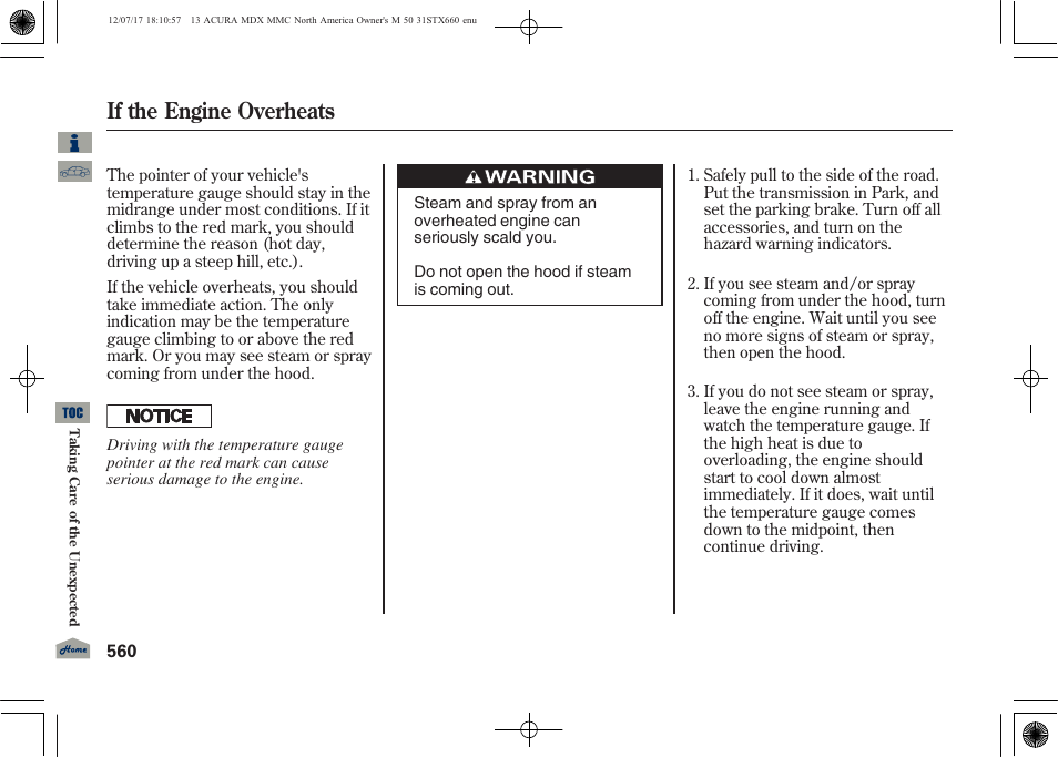 If the engine overheats | Acura 2013 MDX User Manual | Page 565 / 616