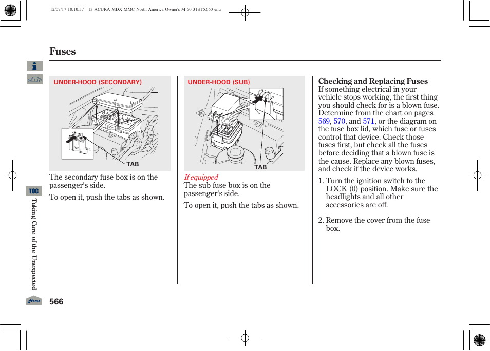 Fuses | Acura 2013 MDX User Manual | Page 571 / 616