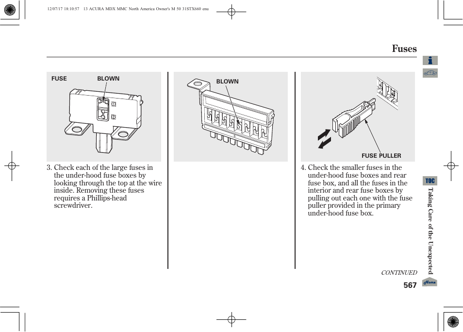 Fuses | Acura 2013 MDX User Manual | Page 572 / 616