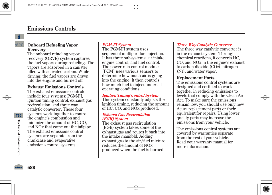 Emissions controls | Acura 2013 MDX User Manual | Page 593 / 616