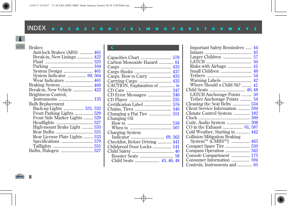 Index | Acura 2013 MDX User Manual | Page 604 / 616