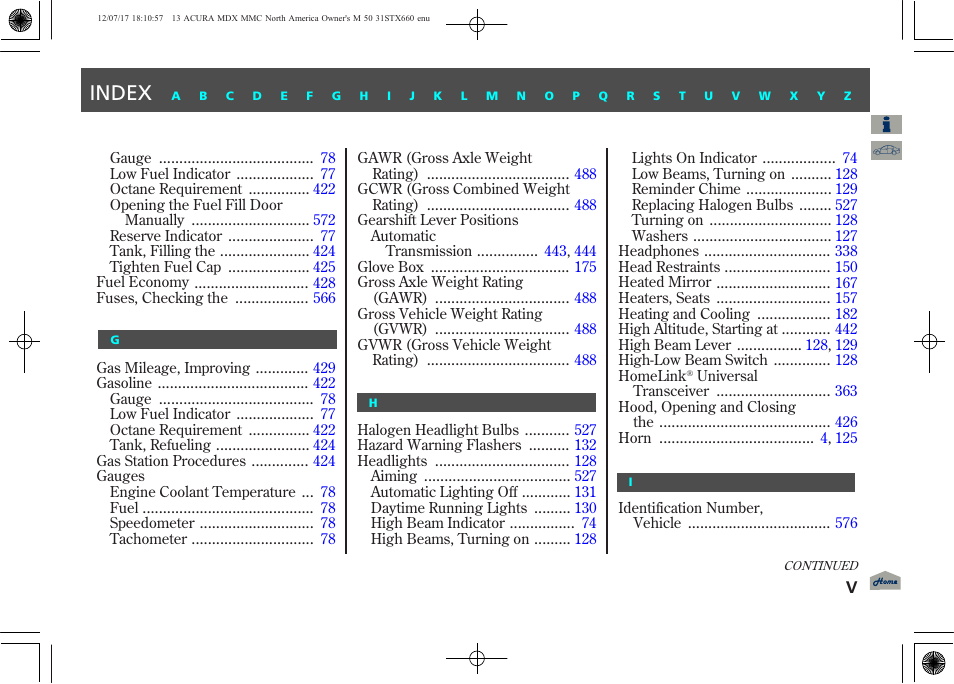 Index | Acura 2013 MDX User Manual | Page 607 / 616