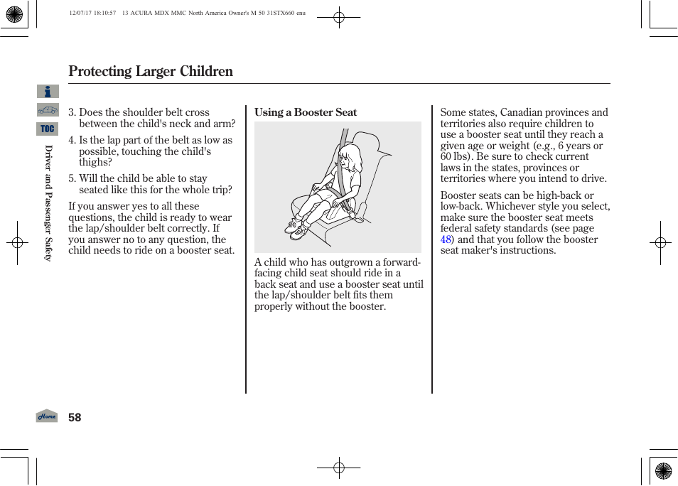 Protecting larger children | Acura 2013 MDX User Manual | Page 63 / 616