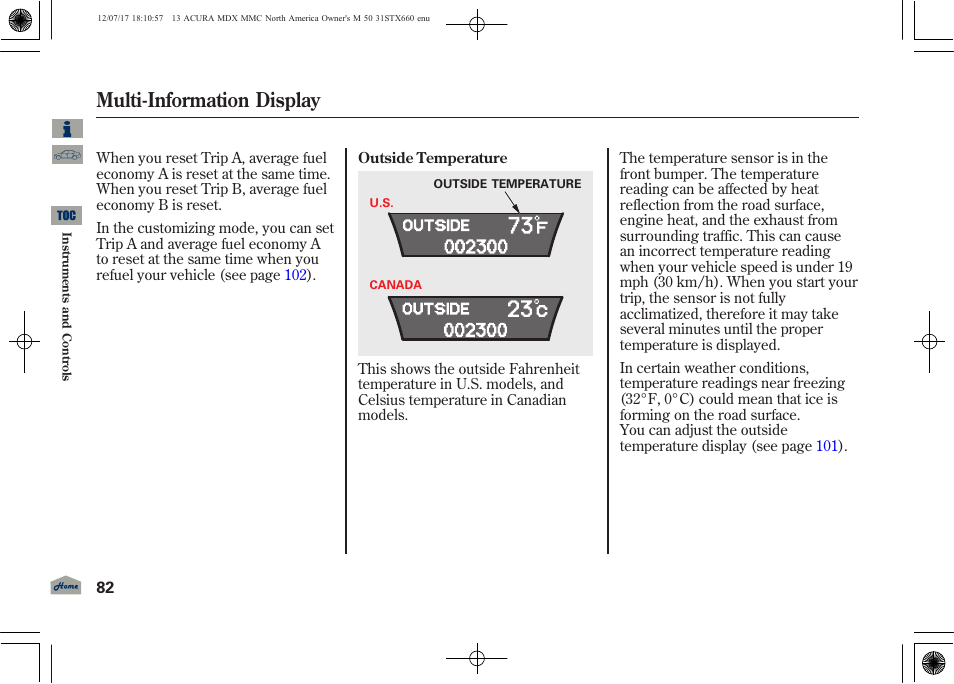 Multi-information display | Acura 2013 MDX User Manual | Page 87 / 616