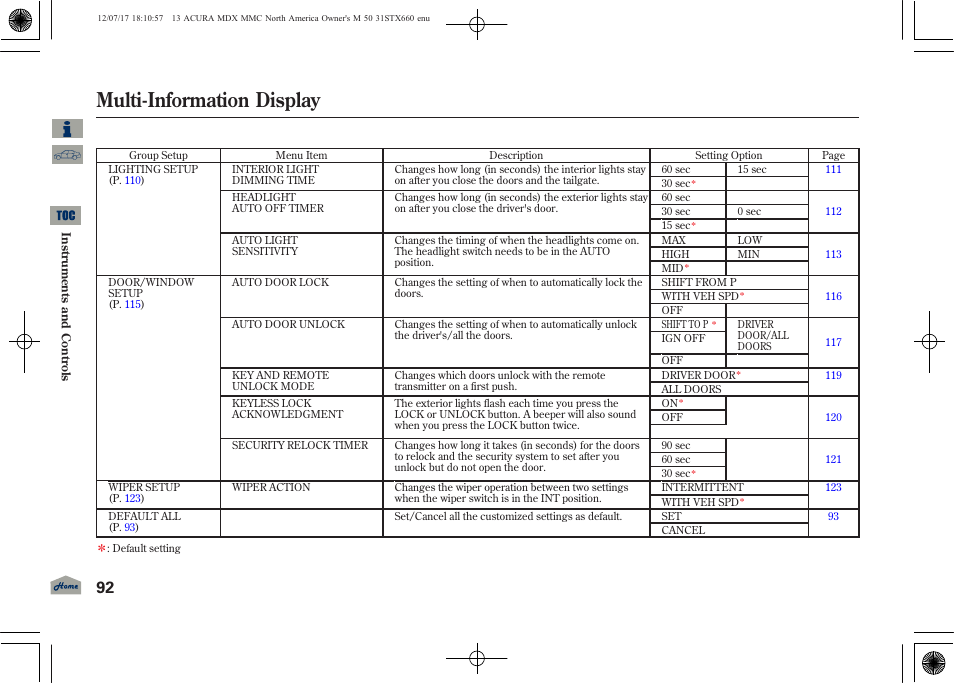 Multi-information display, 2013 mdx | Acura 2013 MDX User Manual | Page 97 / 616