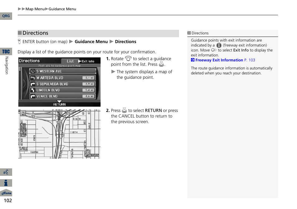 2 directions, P. 102, Directions | Acura 2014 ILX Navigation User Manual | Page 103 / 260