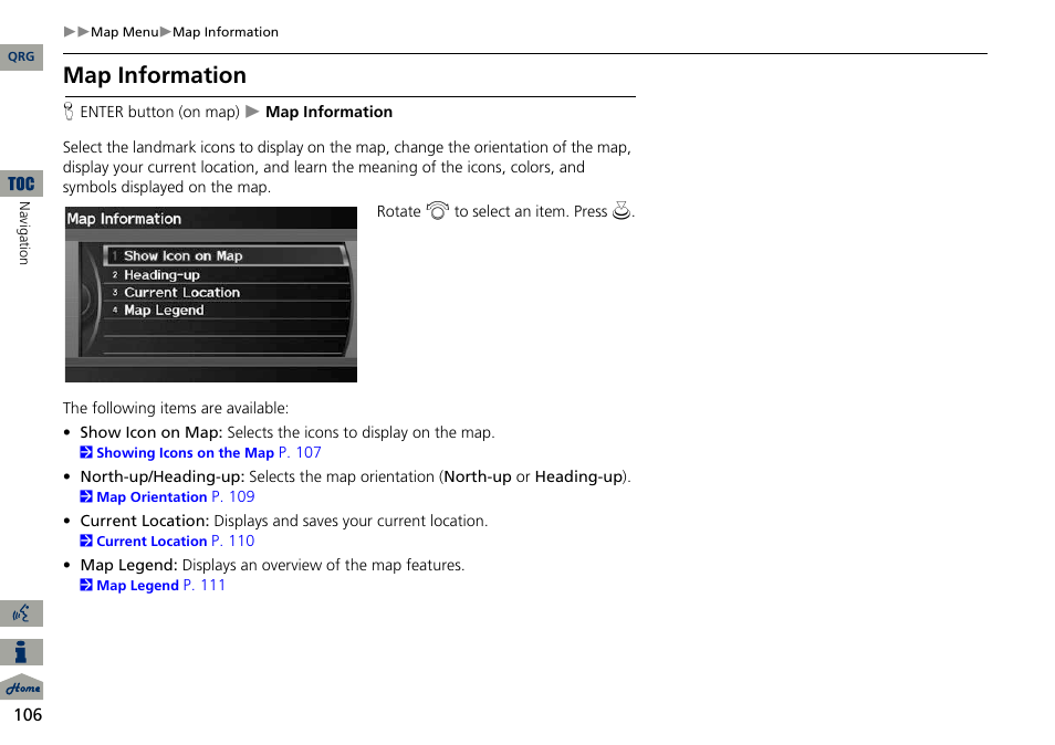 2 map information, P. 106, Map information | Acura 2014 ILX Navigation User Manual | Page 107 / 260