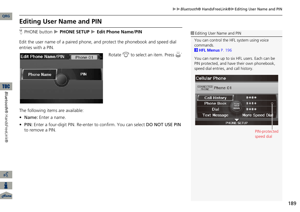 Editing user name and pin | Acura 2014 ILX Navigation User Manual | Page 190 / 260