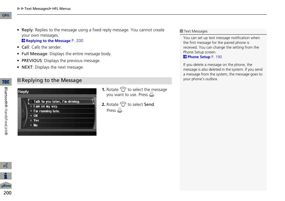 Replying to the message | Acura 2014 ILX Navigation User Manual | Page 201 / 260
