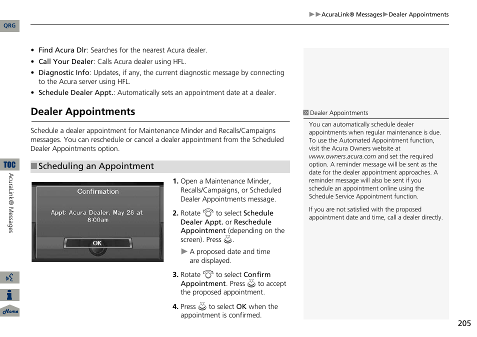 Dealer appointments | Acura 2014 ILX Navigation User Manual | Page 206 / 260