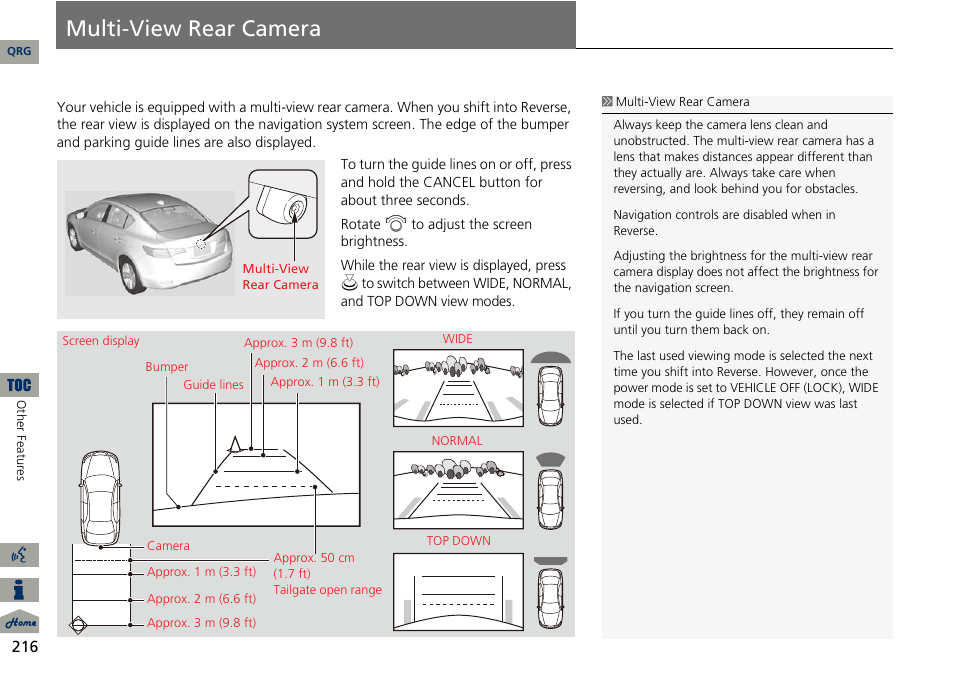 Multi-view rear camera, P216) | Acura 2014 ILX Navigation User Manual | Page 217 / 260