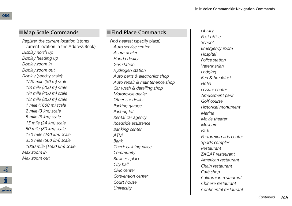 2 map scale commands p. 245 | Acura 2014 ILX Navigation User Manual | Page 246 / 260