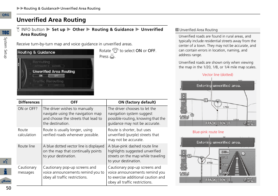 2 unverified area routing, P. 50, Unverified area routing | Acura 2014 ILX Navigation User Manual | Page 51 / 260