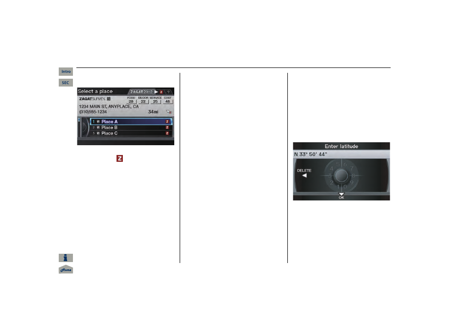 Navigation system manual, 2013 mdx, Entering a destination | Acura 2013 MDX Navigation User Manual | Page 44 / 184