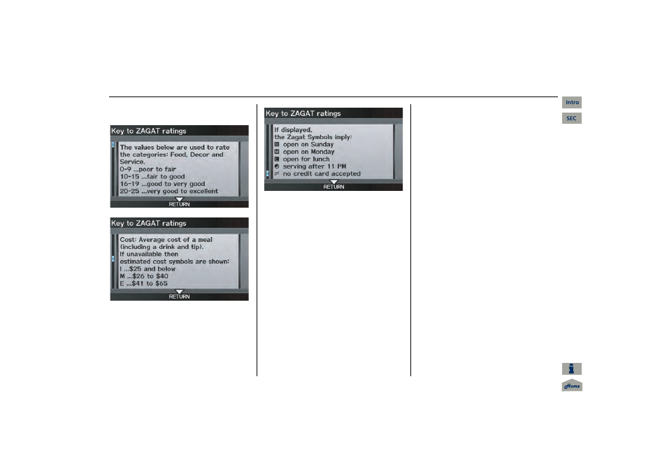 Navigation system manual, 2013 mdx, Information features | Acura 2013 MDX Navigation User Manual | Page 93 / 184