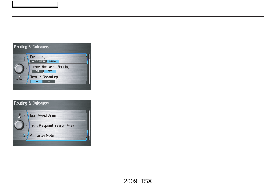 System setup, 2009 tsx | Acura 2009 TSX Navigation User Manual | Page 100 / 170