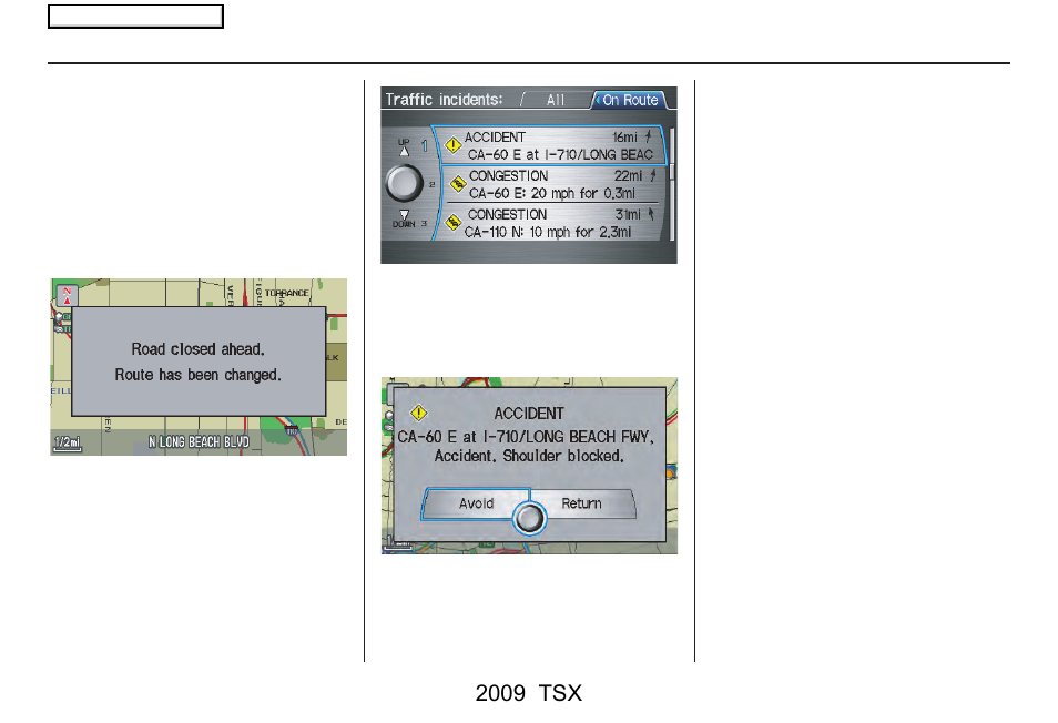 Driving to your destination, 2009 tsx | Acura 2009 TSX Navigation User Manual | Page 72 / 170
