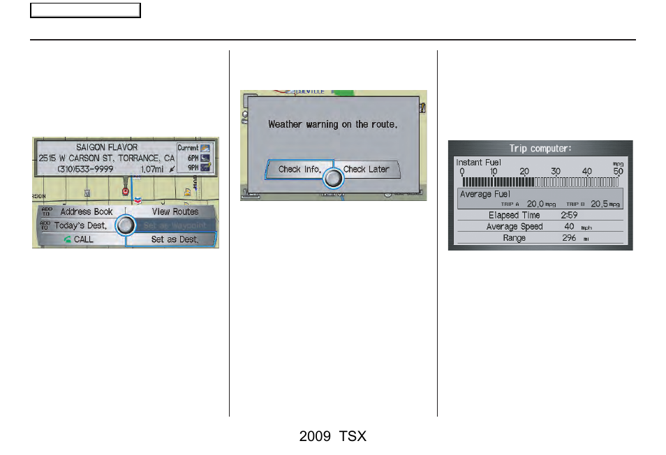 Information features, 2009 tsx | Acura 2009 TSX Navigation User Manual | Page 83 / 170