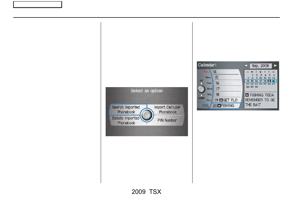 Information features, 2009 tsx | Acura 2009 TSX Navigation User Manual | Page 84 / 170