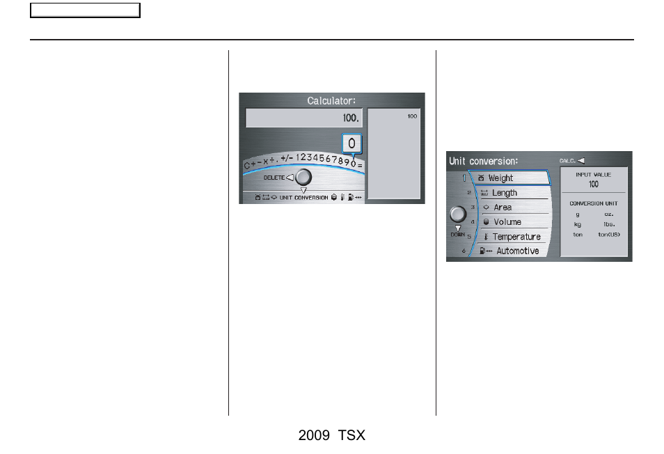Information features, 2009 tsx | Acura 2009 TSX Navigation User Manual | Page 86 / 170