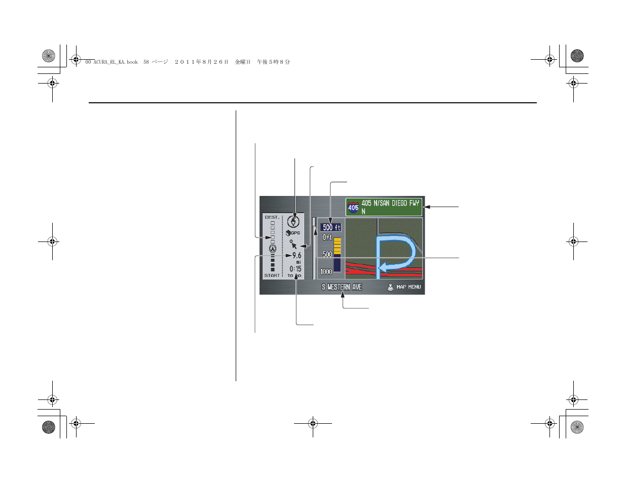 Driving to your destination | Acura 2012 RL Navigation User Manual | Page 59 / 177