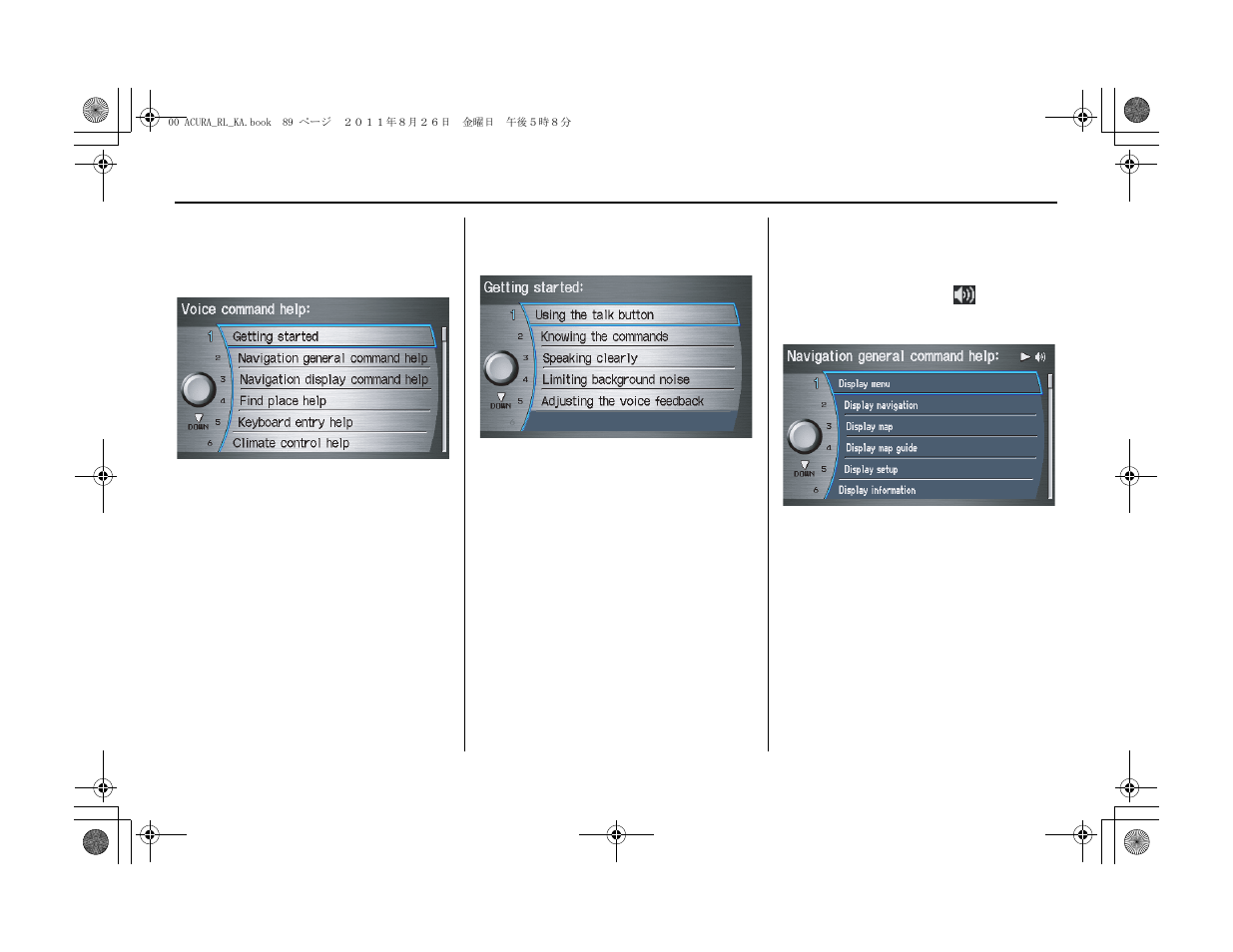 Information features | Acura 2012 RL Navigation User Manual | Page 90 / 177