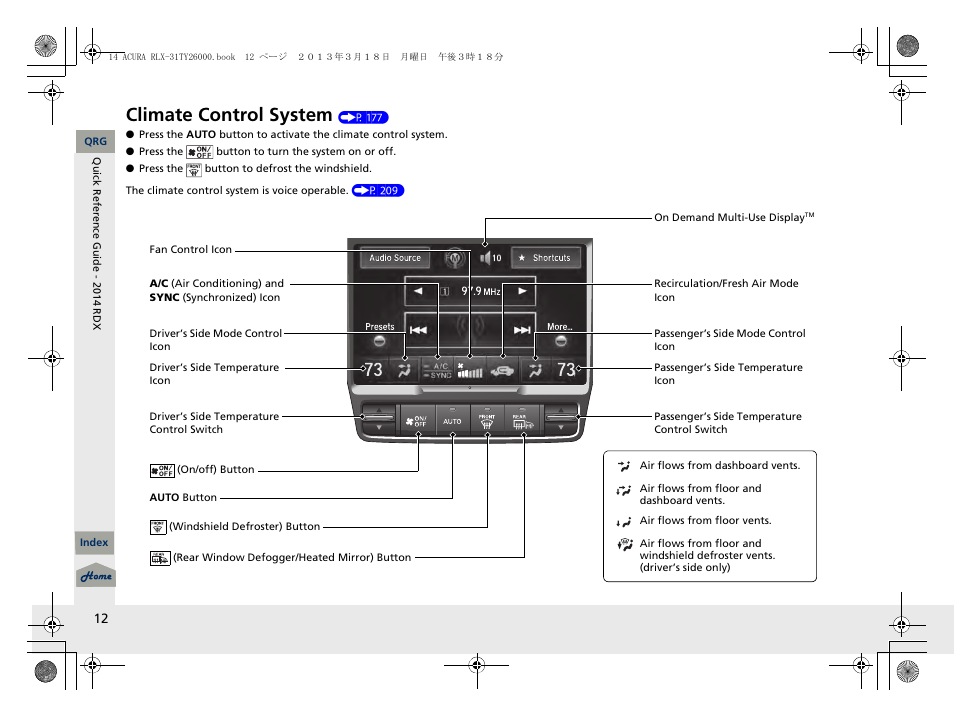 Climate control system | Acura 2014 RLX User Manual | Page 13 / 518