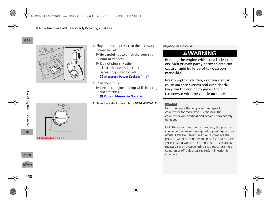 Warning | Acura 2014 RLX User Manual | Page 459 / 518